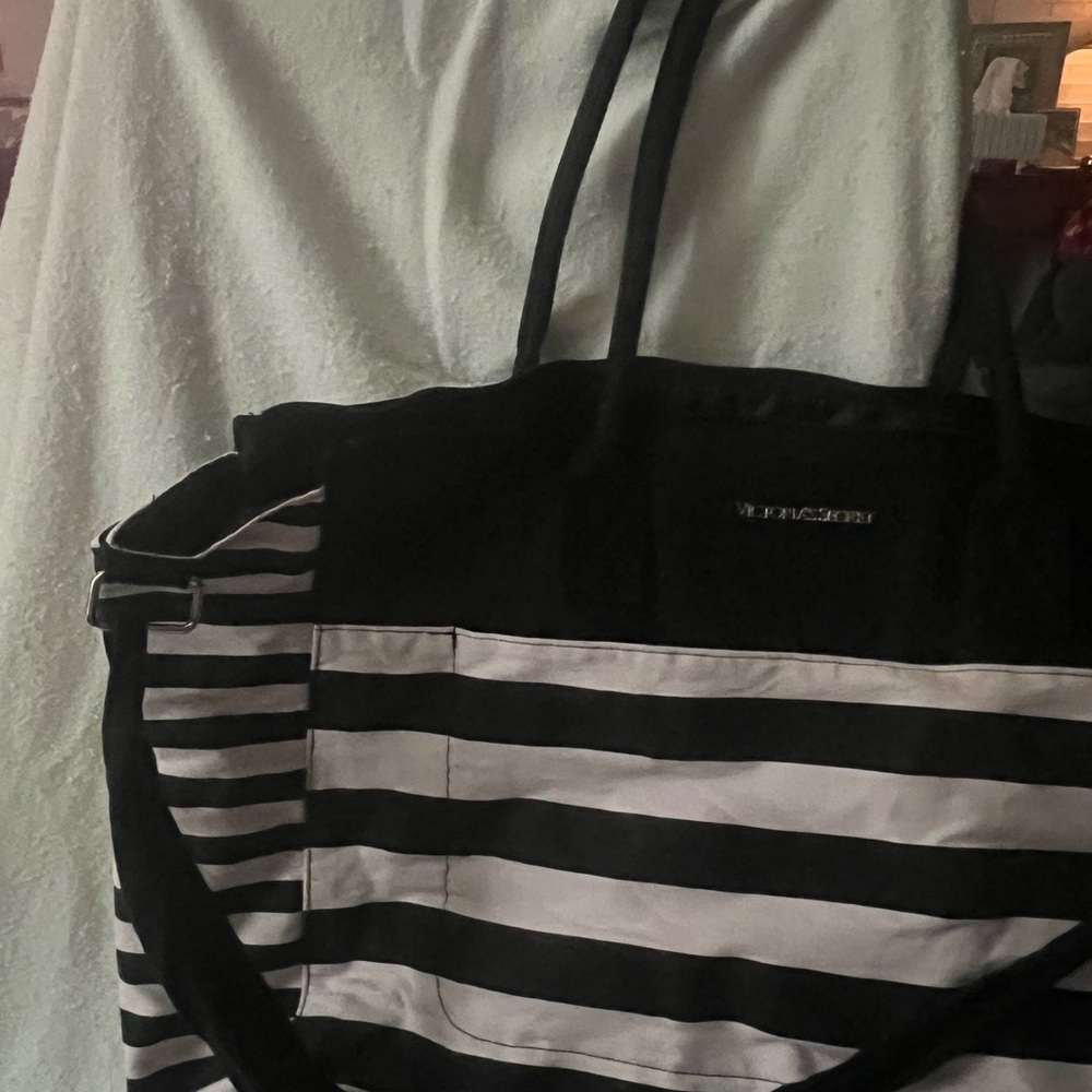 Victoria's Secret Black and White Striped Tote
